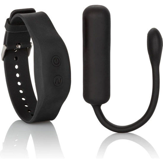 Vibrator mini Bullet cu brățară, silicon, roz, USB