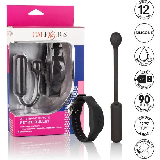 Vibrator mini Bullet cu brățară, silicon, roz, USB