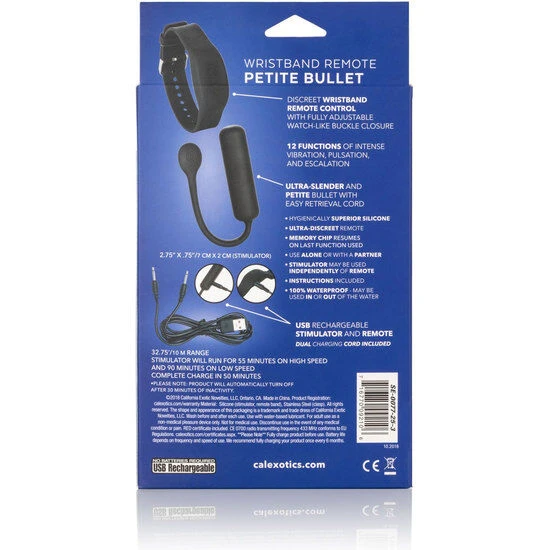 Vibrator mini Bullet cu brățară, silicon, roz, USB