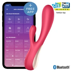 Vibrator Mono Flex din silicon, roșu, cu app