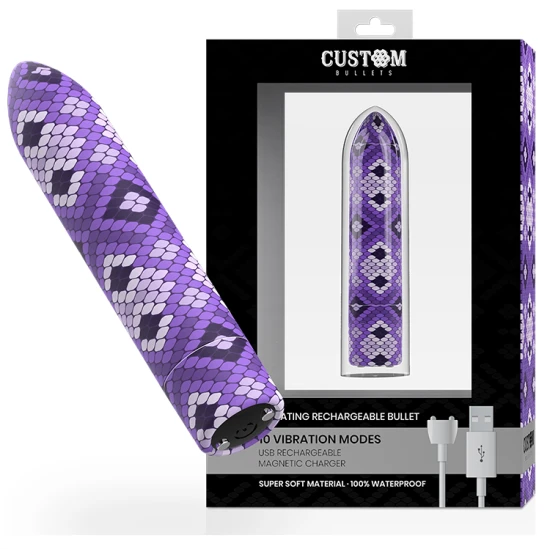 Vibrator Tip Glonț Snake, magnetic, 10 intensități, mov