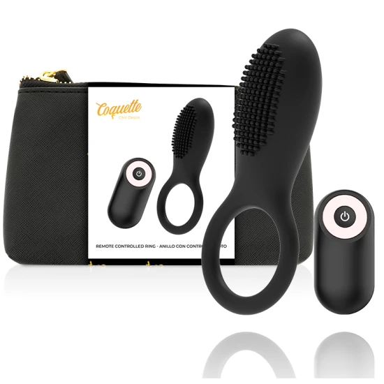Inel Vibrator Coquette Chic Desire - Reîncărcabil, Negru/Auriu