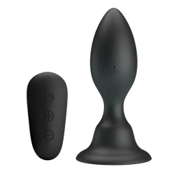 Plug anal cu vibrații, Negru, telecomandă