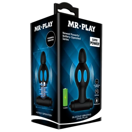 Plug Anal Mr Play, Silicon Cu Vibrație, Negru