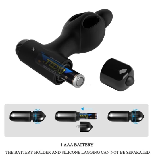 Plug Anal Mr Play, Silicon Cu Vibrație, Negru