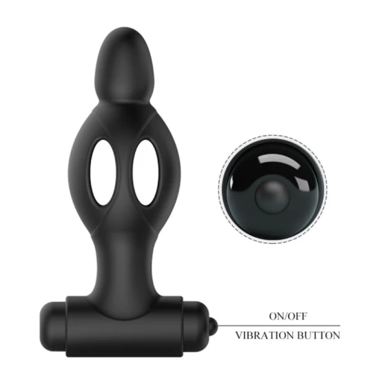 Plug Anal Mr Play, Silicon Cu Vibrație, Negru