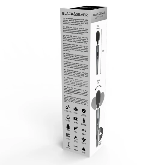 DEXTER MASSAGE WAND - Aparat de masaj, Negru & Argintiu