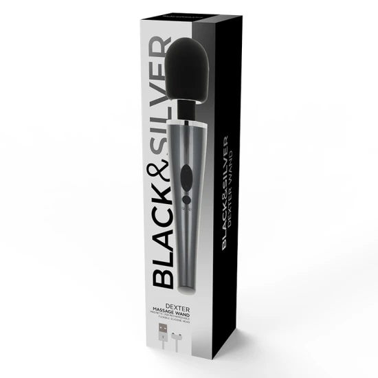 DEXTER MASSAGE WAND - Aparat de masaj, Negru & Argintiu