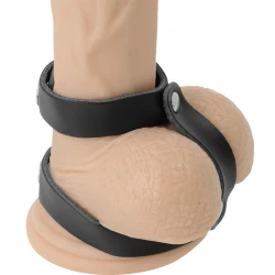 Inel Ajustabil pentru Penis și Testicule - Piele Sintetică, Mărime Unică