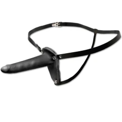 Seria FETISH FANTASY - DILDO STRAP-ON din piele, Negru
