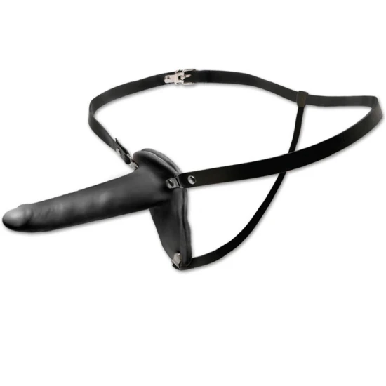 Seria FETISH FANTASY - DILDO STRAP-ON din piele, Negru