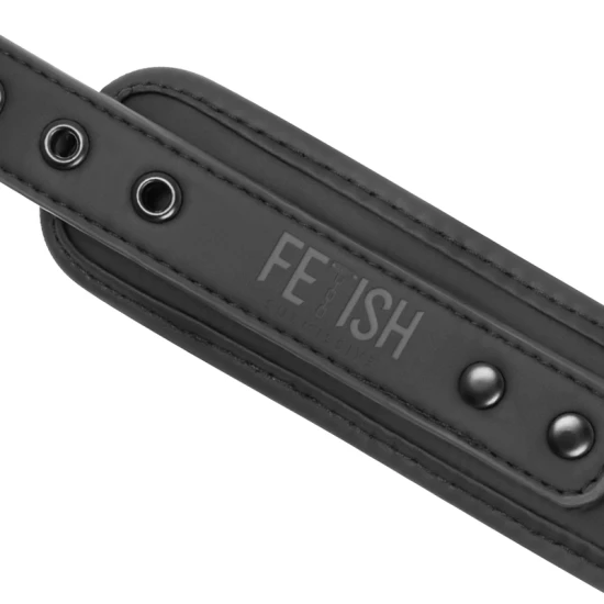 COLIER BDSM - LANT CU CĂPTUȘEALĂ DIN NEOPREN, NEGRU