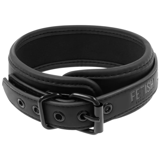 COLIER BDSM - LANT CU CĂPTUȘEALĂ DIN NEOPREN, NEGRU