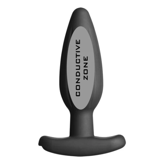 Plug anal din silicon negru pentru electrostimulare, mărime medie