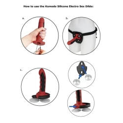 Dildo strap-on din silicon, roșu