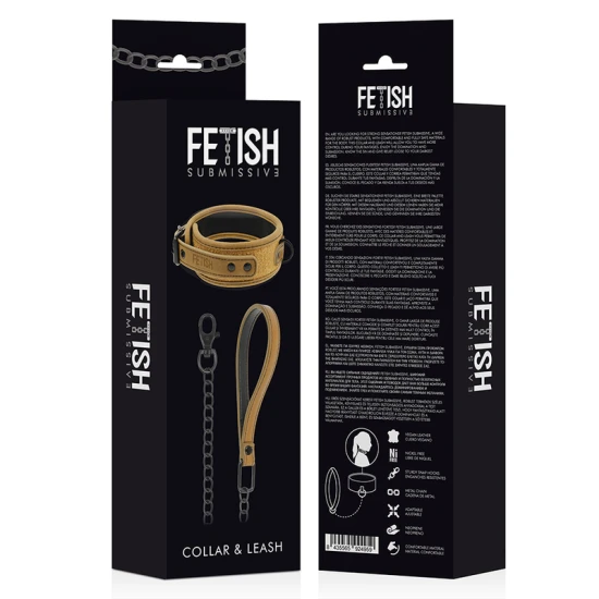 ORIGEN - Set cătușe tip fetish, cu colier din neopren, cu lanț