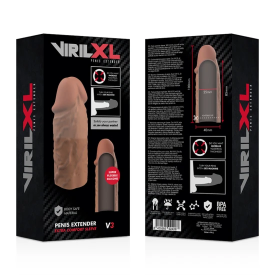 Manșon V3 Penis Extension, Liquid Silicone, Brown