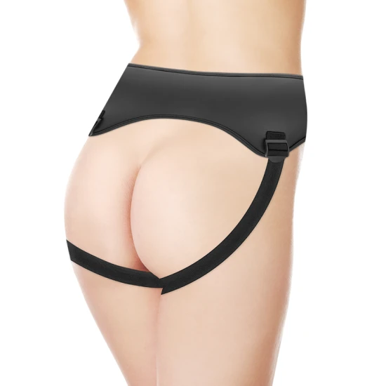 CYBERSILICOCK - Ham de tip strap-on cu 3 inele, pentru dildouri, negru
