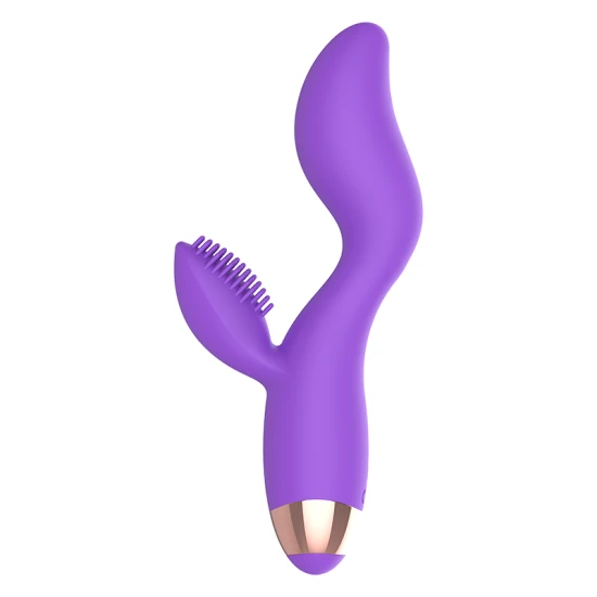 Vibrator siliconic reîncărcabil, Roz Mov și auriu