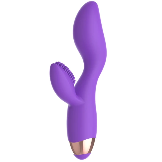 Vibrator siliconic reîncărcabil, Roz Mov și auriu