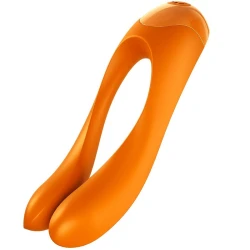 Vibrator pentru deget Candy Cane din silicon, portocaliu