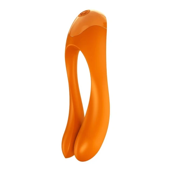 Vibrator pentru deget Candy Cane din silicon, portocaliu