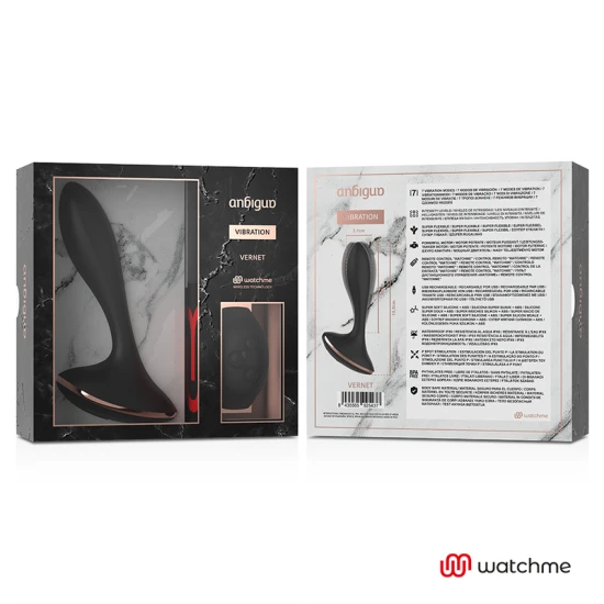Plug anal vibrator cu telecomandă WATCHME, silicon, negru