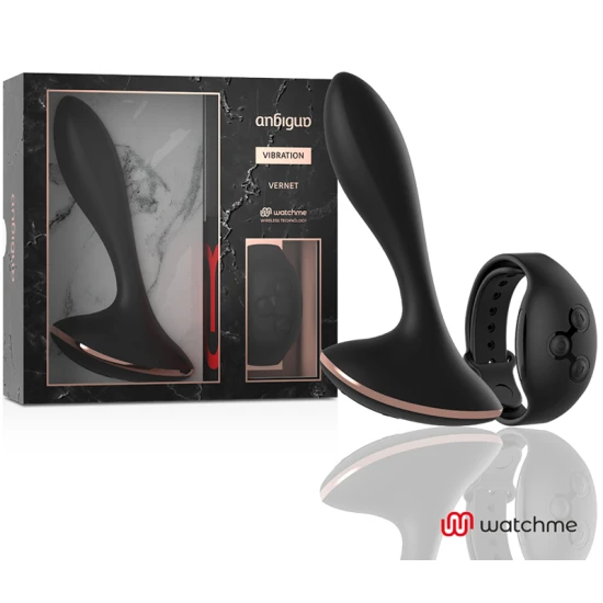 Plug anal vibrator cu telecomandă WATCHME, silicon, negru