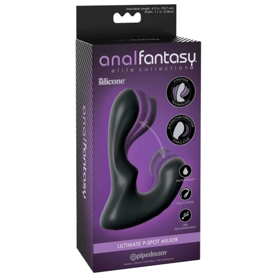 Masajer anal automat P-Spot din silicon, negru