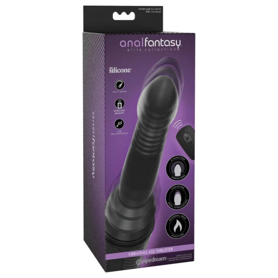 Vibrator anal cu încălzire și mișcare, silicon, negru