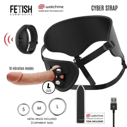 Harness cu dildo și telecomandă WATCHME, negru, L