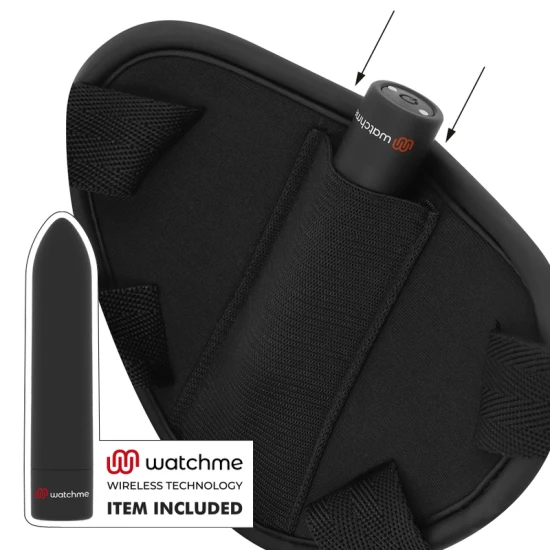 Harness cu dildo și telecomandă WATCHME, negru, L