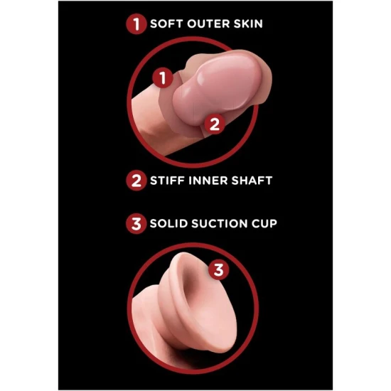 Dildo realist cu bile mobile din TPE, piele deschisă, 15,2 cm