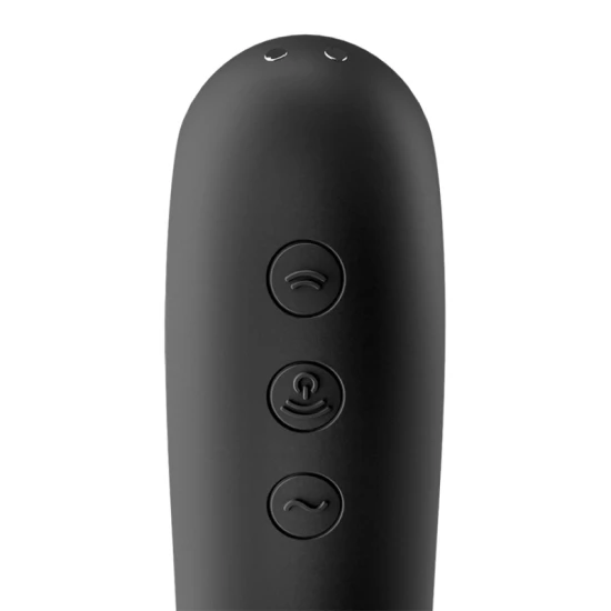 Vibrator Air Pulse Dual Kiss din silicon, negru