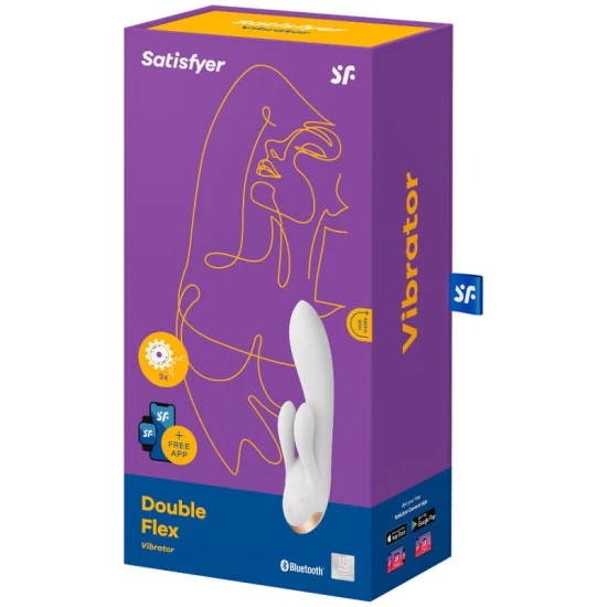Vibrator rabbit dublu flexibil din silicon, alb
