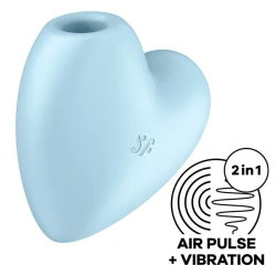 Stimulator clitoridian Heart Air Pulse din silicon, albastru