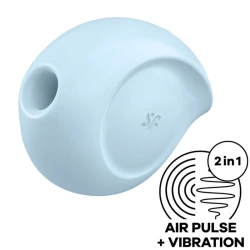 Stimulator clitoridian și vibrator Air Pulse din silicon, albastru