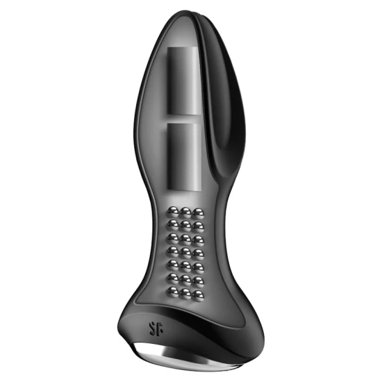 Plug anal vibrator rotativ din silicon, negru, universal