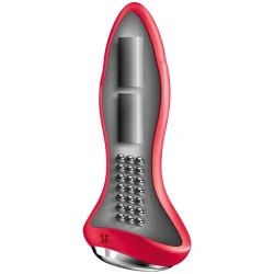 Plug anal vibrator rotativ din silicon, roșu, universal