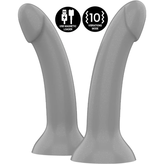Dildo vibrator din silicon, argintiu, S, compatibil Watchme