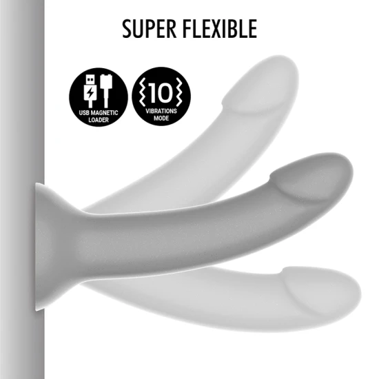 Dildo vibrator din silicon, argintiu, S, compatibil Watchme