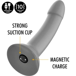 Dildo vibrator din silicon, argintiu, S, compatibil Watchme