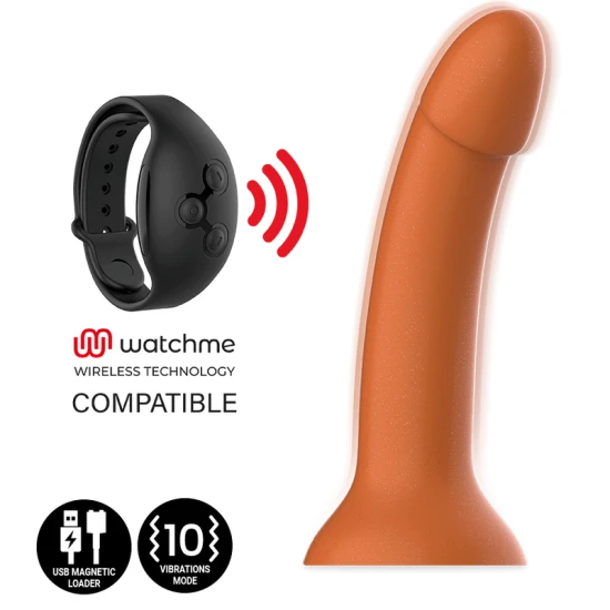 Dildo vibrator cu ventuză din silicon, auriu, M