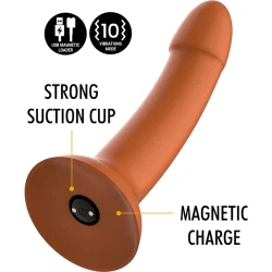 Dildo vibrator cu ventuză din silicon, auriu, M