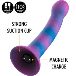 Dildo vibrator galactic din silicon, S, cu USB și Watchme