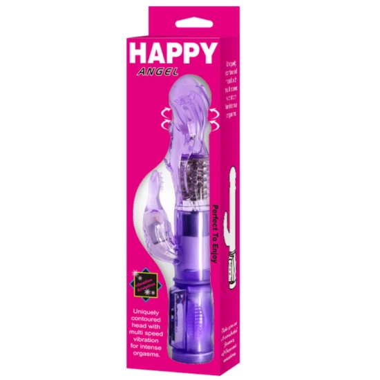 Vibrator mini rotativ cu iepuraș, gel, liliachiu