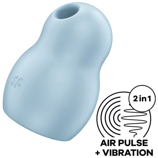 Stimulator și vibrator cu aer pulsatoriu dublu, albastru