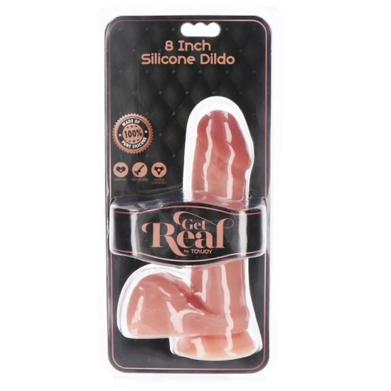 Dildo realist din silicon 20,5 cm cu bile, culoare piele