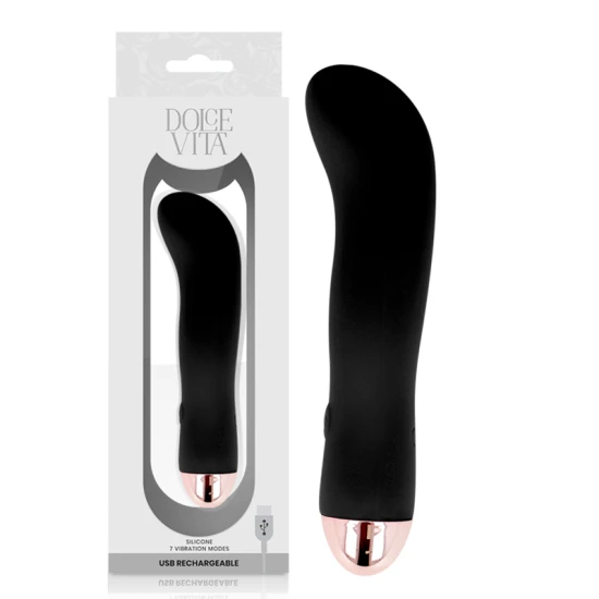 Vibrator reîncărcabil cu 7 viteze, negru, silicon