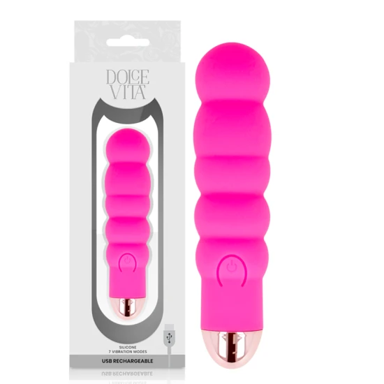 Vibrator reîncărcabil din silicon roz, 7 viteze